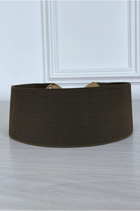 Ceinture élastique marron avec boucle papillon en strass - 4