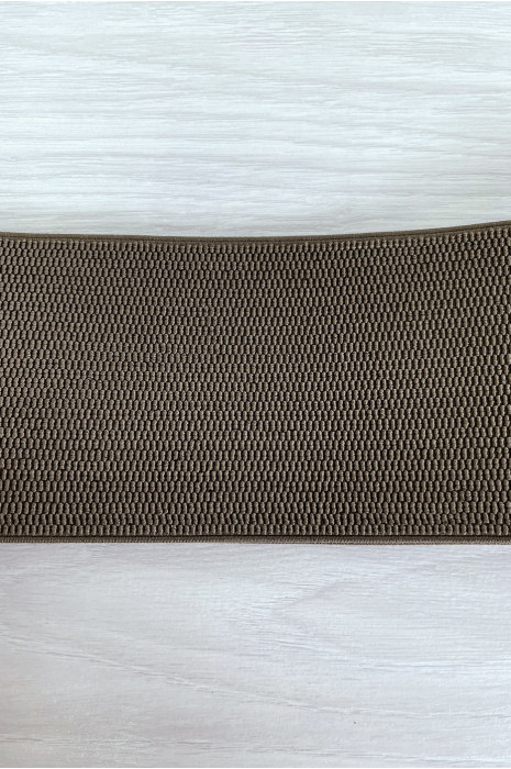 Ceinture élastique marron avec boucle papillon en strass - 5