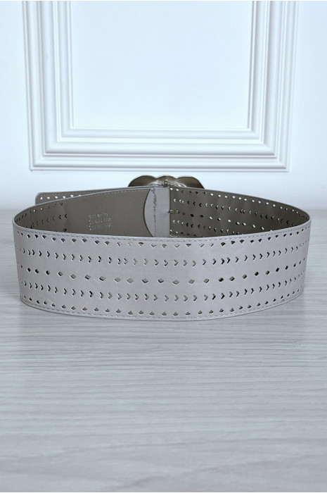 Grosse ceinture grise à motif avec boucle argenté - 3