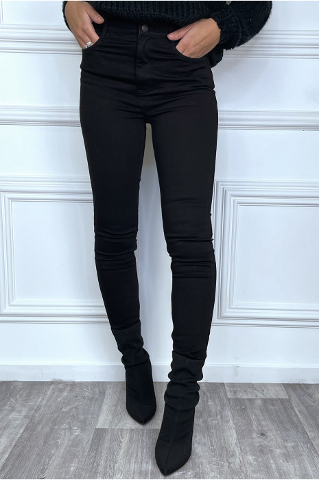 Zwarte slimfit jeans met hoge taille en zakken - 1