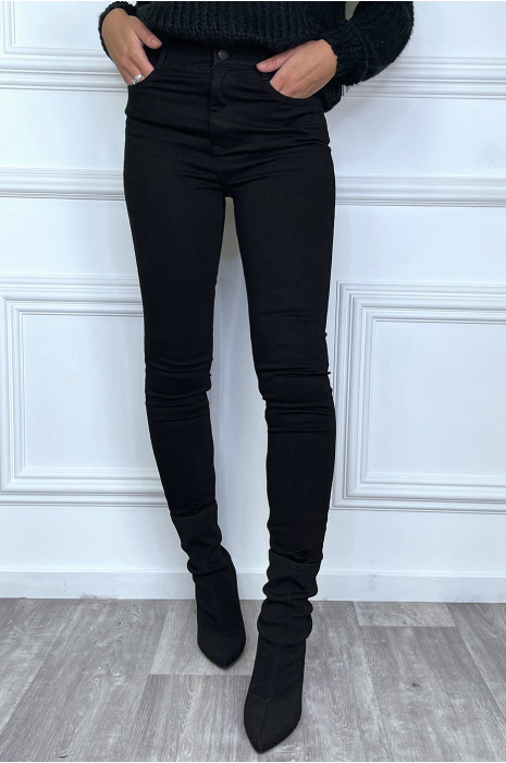 Black high waist slim jeans with pockets - 2