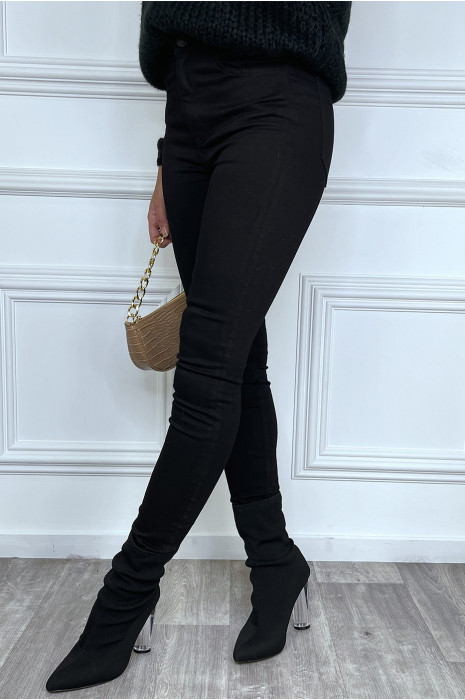 Zwarte slimfit jeans met hoge taille en zakken - 4