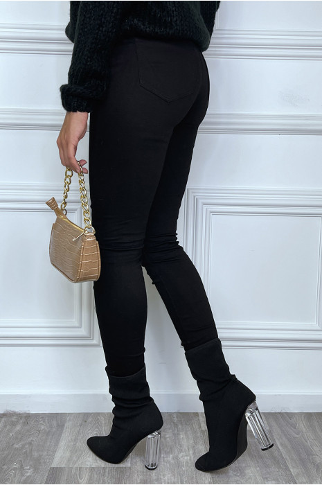 Jean slim noir taille haute avec poches - 6