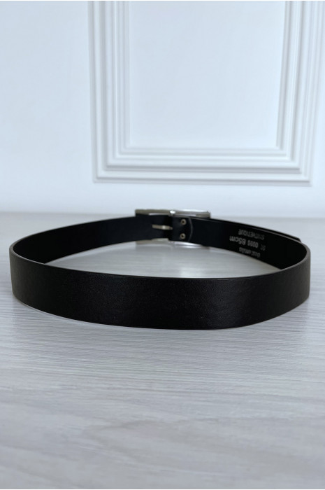 Ceinture noire en simili avec boucle cuivré rectangle - 3