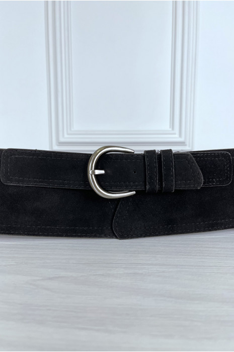 Zwart suede riem met geïntegreerd zakje aan de zijkanten - 4