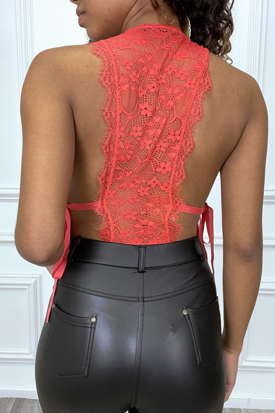 Coral lined lace bodysuit - 1