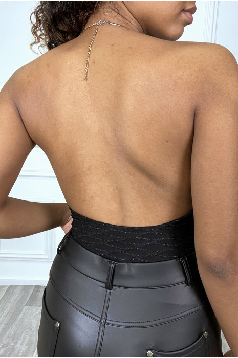 Body noir dos nu avec cercle au col - 3