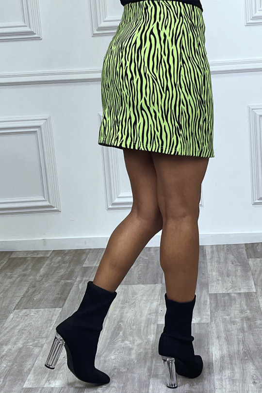 Green zebra straight mini skirt - 2