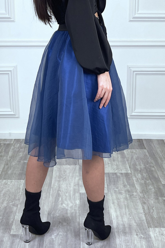 Jupe 3/4 blanche en tulle doublé avec ceinture papillon satiné Jupe 3/4 blanche en tulle doublé avec ceinture papillon satiné