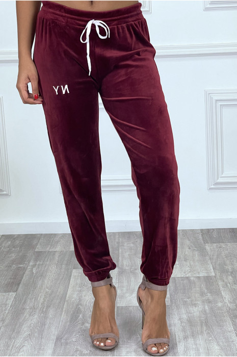 Very chic burgundy jogging in peach skin - 1