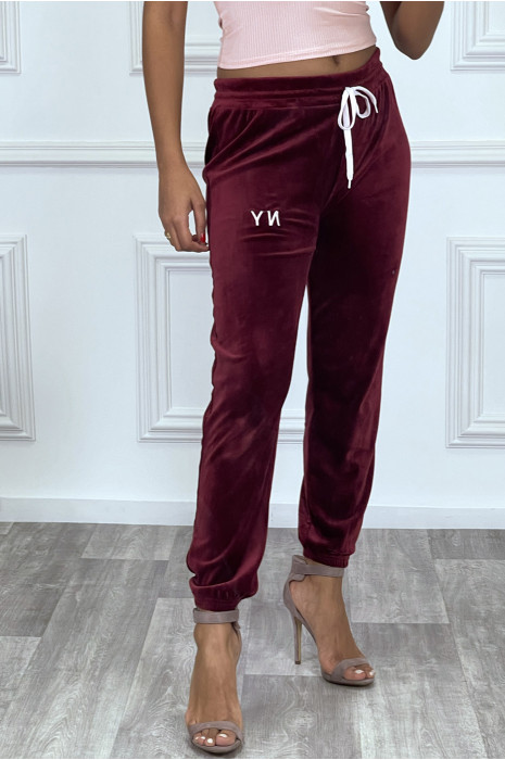 Very chic burgundy jogging in peach skin - 2