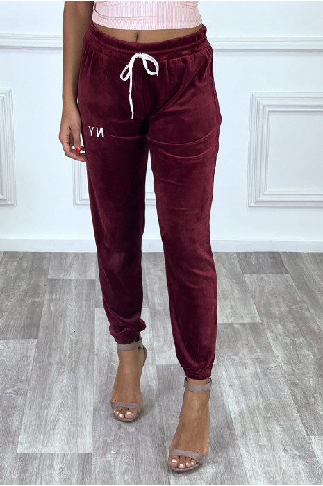 Very chic burgundy jogging in peach skin - 3