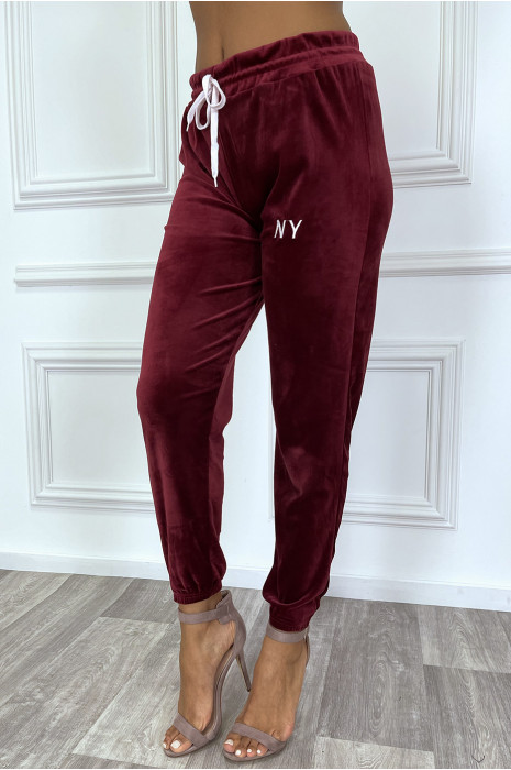 Very chic burgundy jogging in peach skin - 5