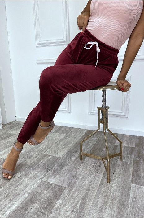 Very chic burgundy jogging in peach skin - 7
