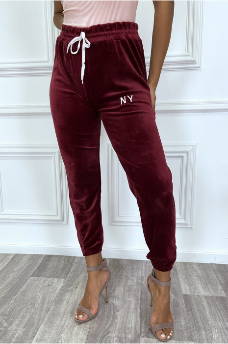 Very chic burgundy jogging in peach skin - 8