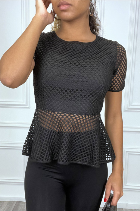 ToTTzwart mesh peplum met asymmetrische voering - 1