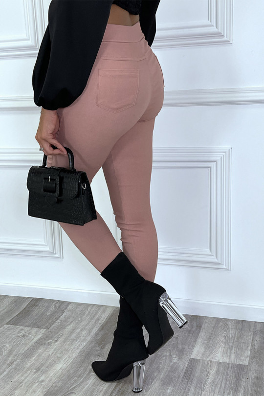 Pantalon slim marine taille haute à zip Pantalon slim marine taille haute à zip