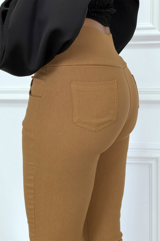 Pantalon slim gris taille haute avec boutons et poches