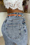 Dunne oranje riem met accessoire en strass steentjes
