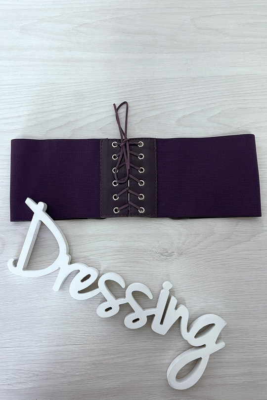 Purple waist belt with lace up back - 1