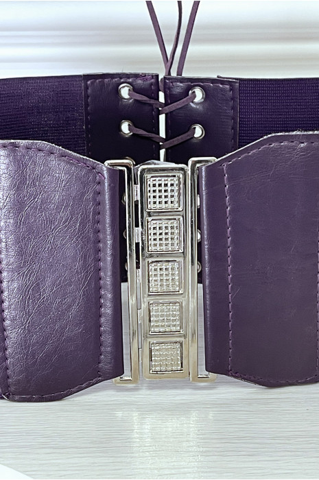 Ceinture de taille violette avec lacet au dos - 2