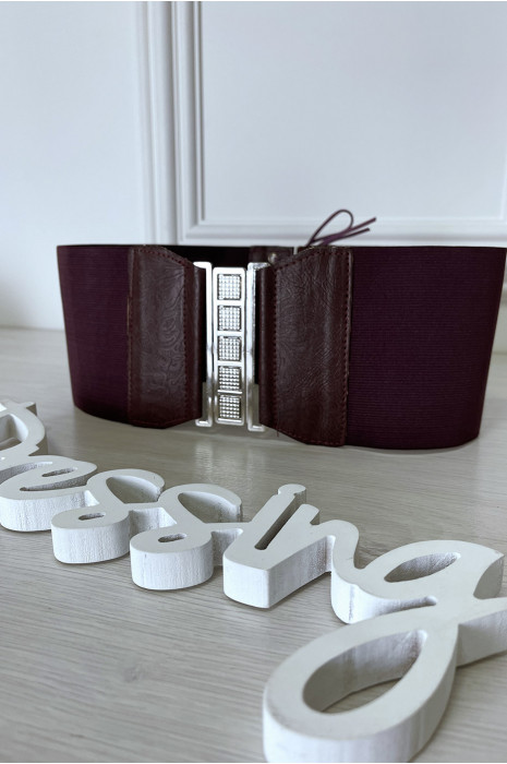 Burgundy waist belt with lace at the back - 4