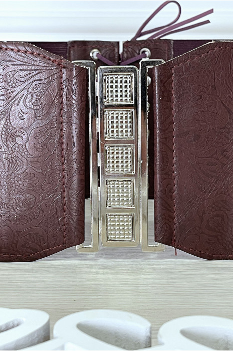 Bordeaux tailleriem met kant aan de achterkant - 6