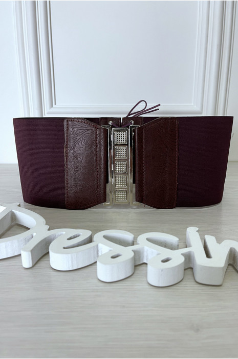 Burgundy waist belt with lace at the back - 7