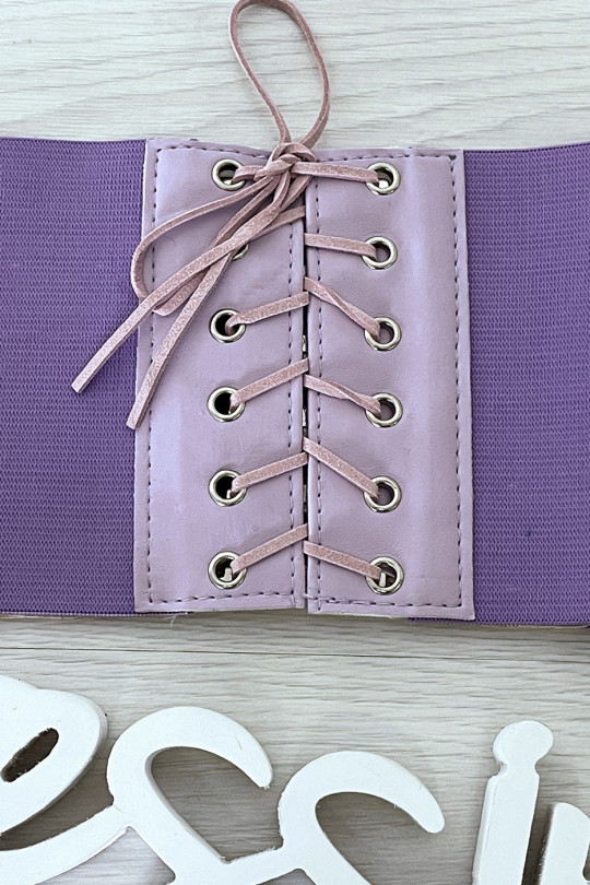 Lilac waist belt with lace up back - 1