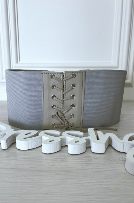 Gray waist belt with lace at the back - 1