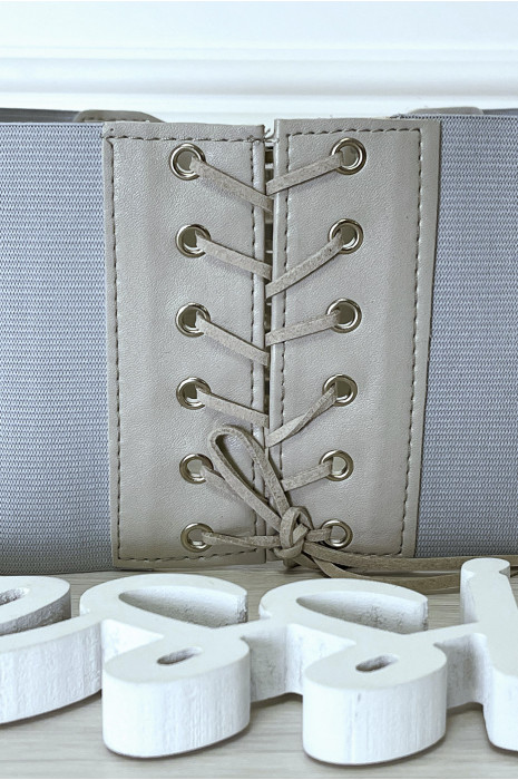 Gray waist belt with lace at the back - 2
