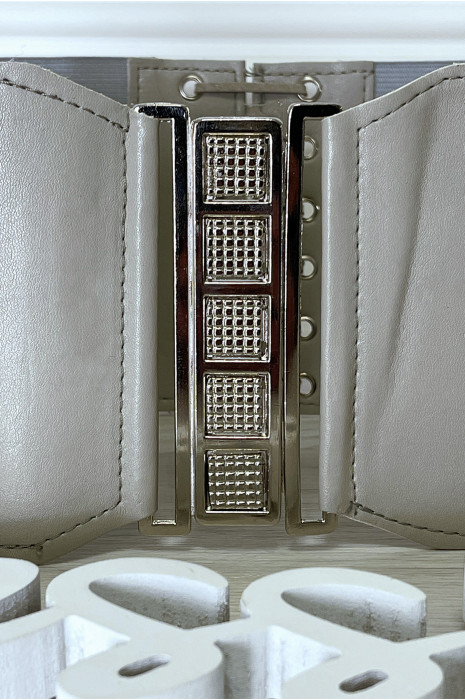 Ceinture de taille grise avec lacet au dos - 4