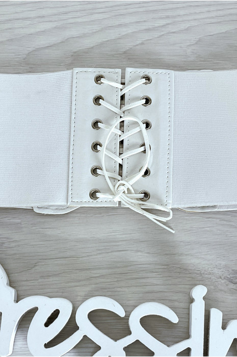 Ceinture de taille blanche avec lacet au dos - 1