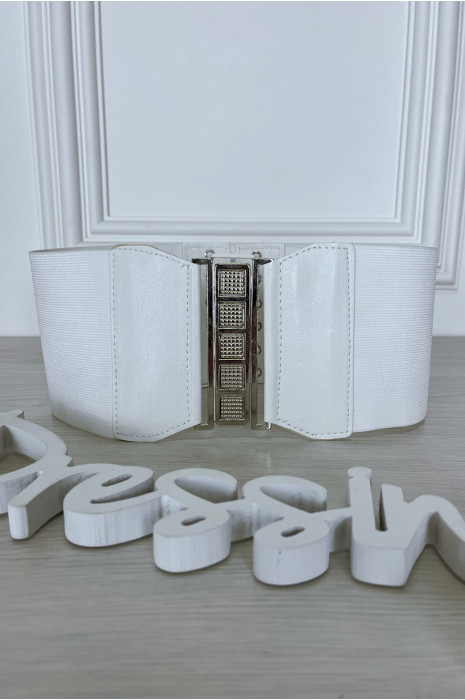 Ceinture de taille blanche avec lacet au dos - 4