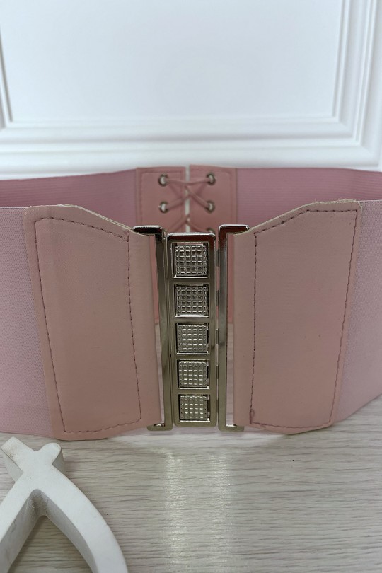 Pink waist belt with lace at the back - 2