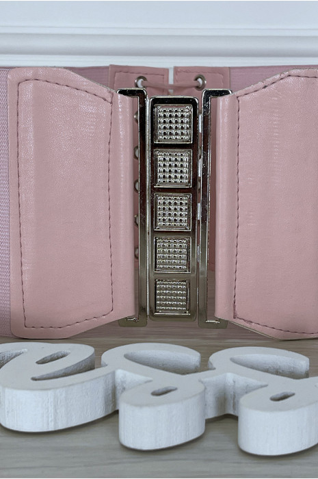 Pink waist belt with lace at the back - 4