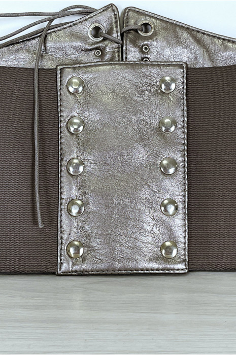 Ceinture argentée style corset à lacet à l'avant et pression au dos - 2