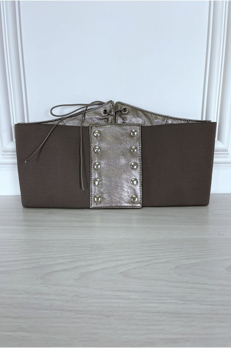 Ceinture argentée style corset à lacet à l'avant et pression au dos - 3