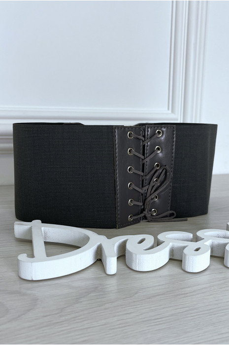 Ceinture de taille anthracite avec lacet au dos - 1