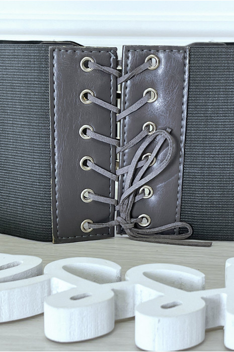 Ceinture de taille anthracite avec lacet au dos - 3
