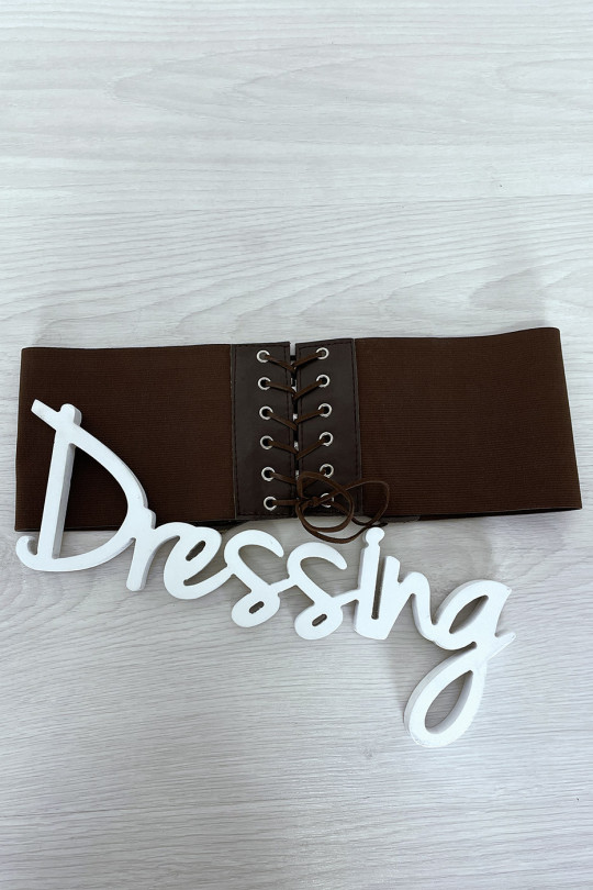 Brown waist belt with lace at the back - 1
