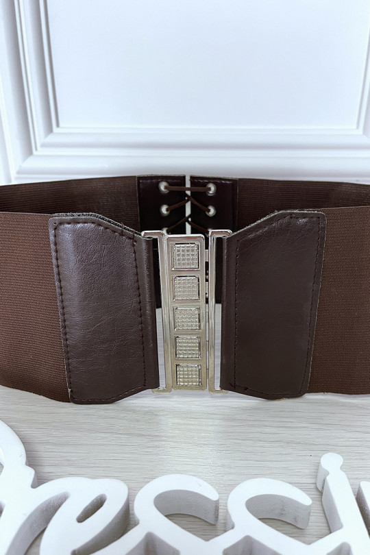 Brown waist belt with lace at the back - 4