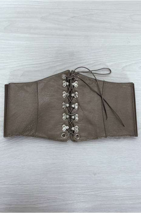 Ceinture argentée style corset à lacet à l'avant et pression au dos - 7