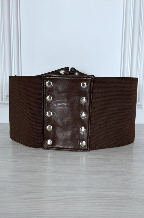 Brown corset style belt with lace at the front and snap on the back - 14