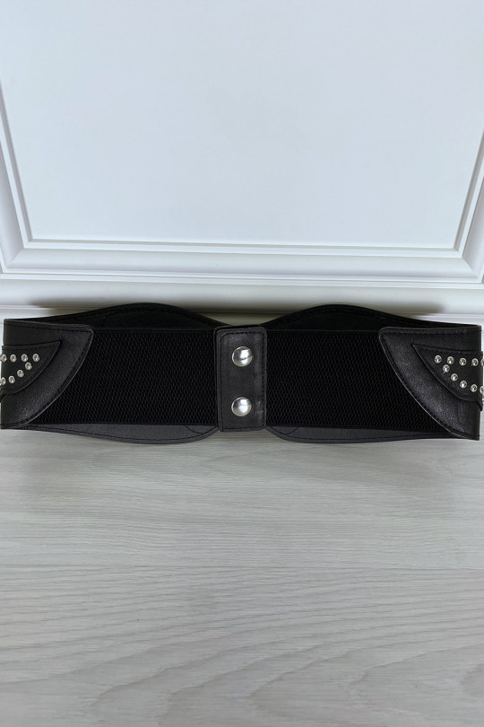 Wide black asymmetrical and studded belt - 2