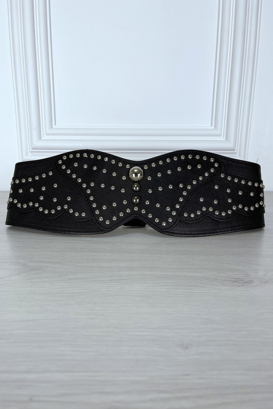 Wide black asymmetrical and studded belt - 6