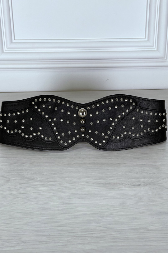 Wide black asymmetrical and studded belt - 7