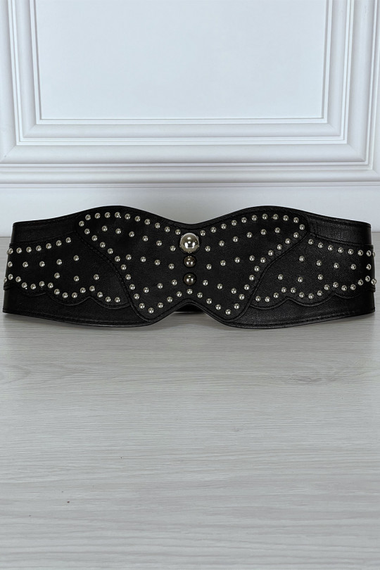 Wide black asymmetrical and studded belt - 8