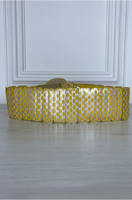 Gele elastische tailleband met rechthoekige inzet - 1