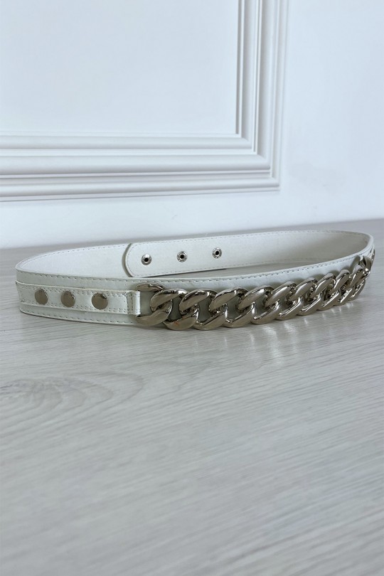 White belt with wide chain and snap back closure - 3